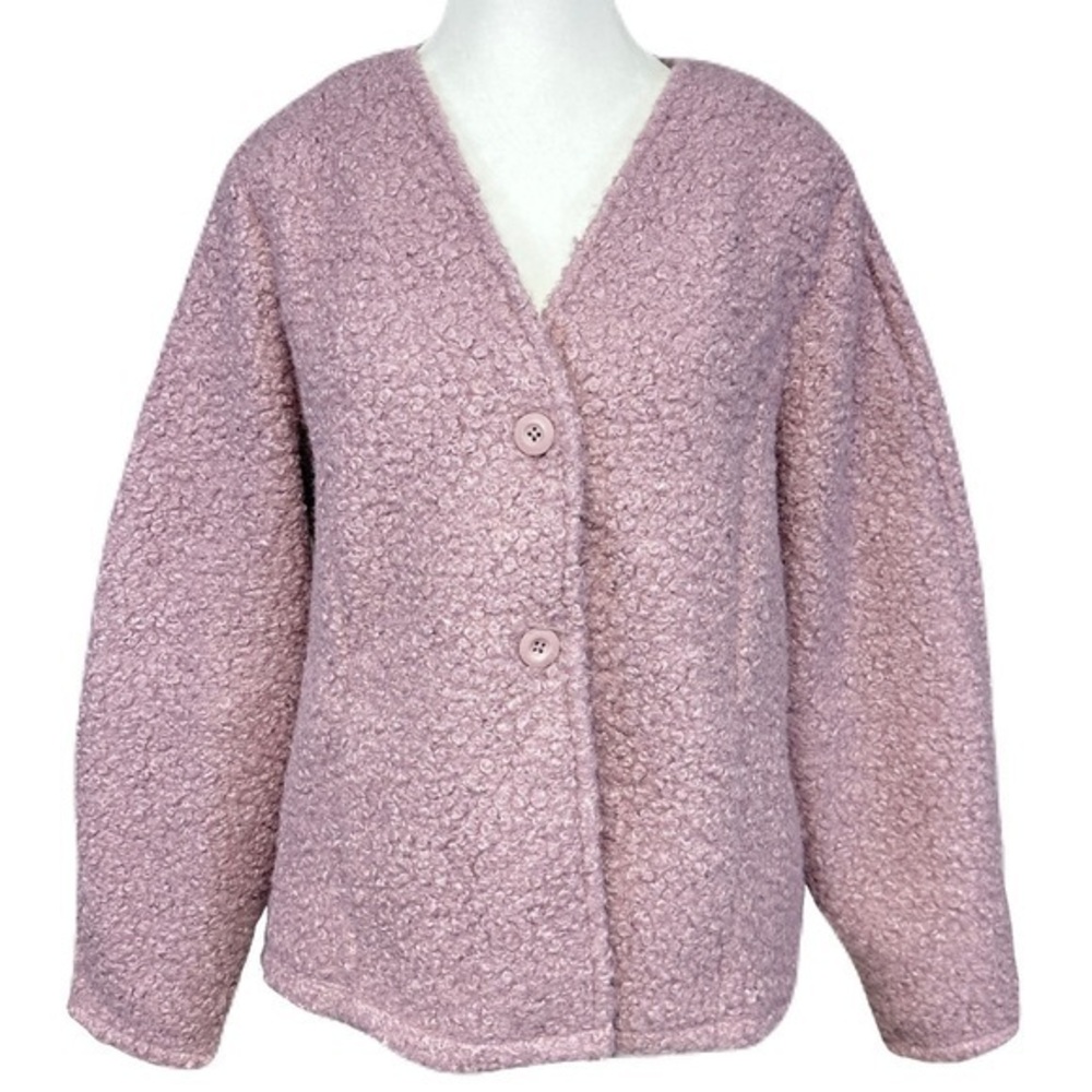 Liz Claiborne Teddy Sherpa Short Jacket Lavender Purple Super Soft Coat Medium